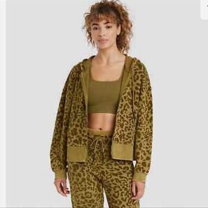 NWT JoyLab Full Zip Animal Print Acid Wash Hoodie